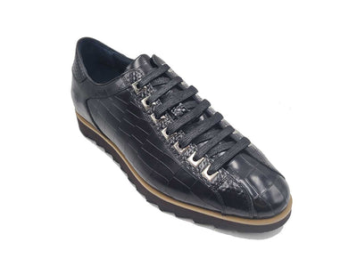 Crocodile-Embossed Leather Sneaker 11 KS626-02BLUE75  - from alligatorwarehouse.com