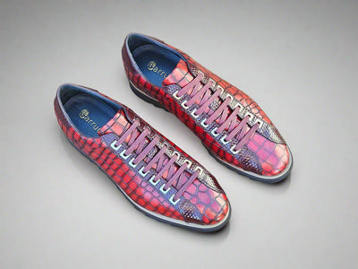 Crocodile-Embossed Leather Sneaker 5 KS626-02BLUE75  - from alligatorwarehouse.com