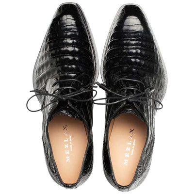 Men's Cratos Genuine Crocodile Black Derby Shoes By Mezlan Made In Spain Brand 4   - from alligatorwarehouse.com