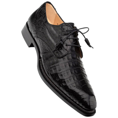 Men's Cratos Genuine Crocodile Black Derby Shoes By Mezlan Made In Spain Brand 1   - from alligatorwarehouse.com