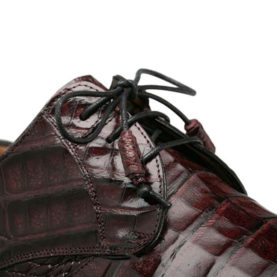 Men's Cratos Genuine Crocodile Burgundy Derby Shoes By Mezlan Made In Spain Brand 4   - from alligatorwarehouse.com