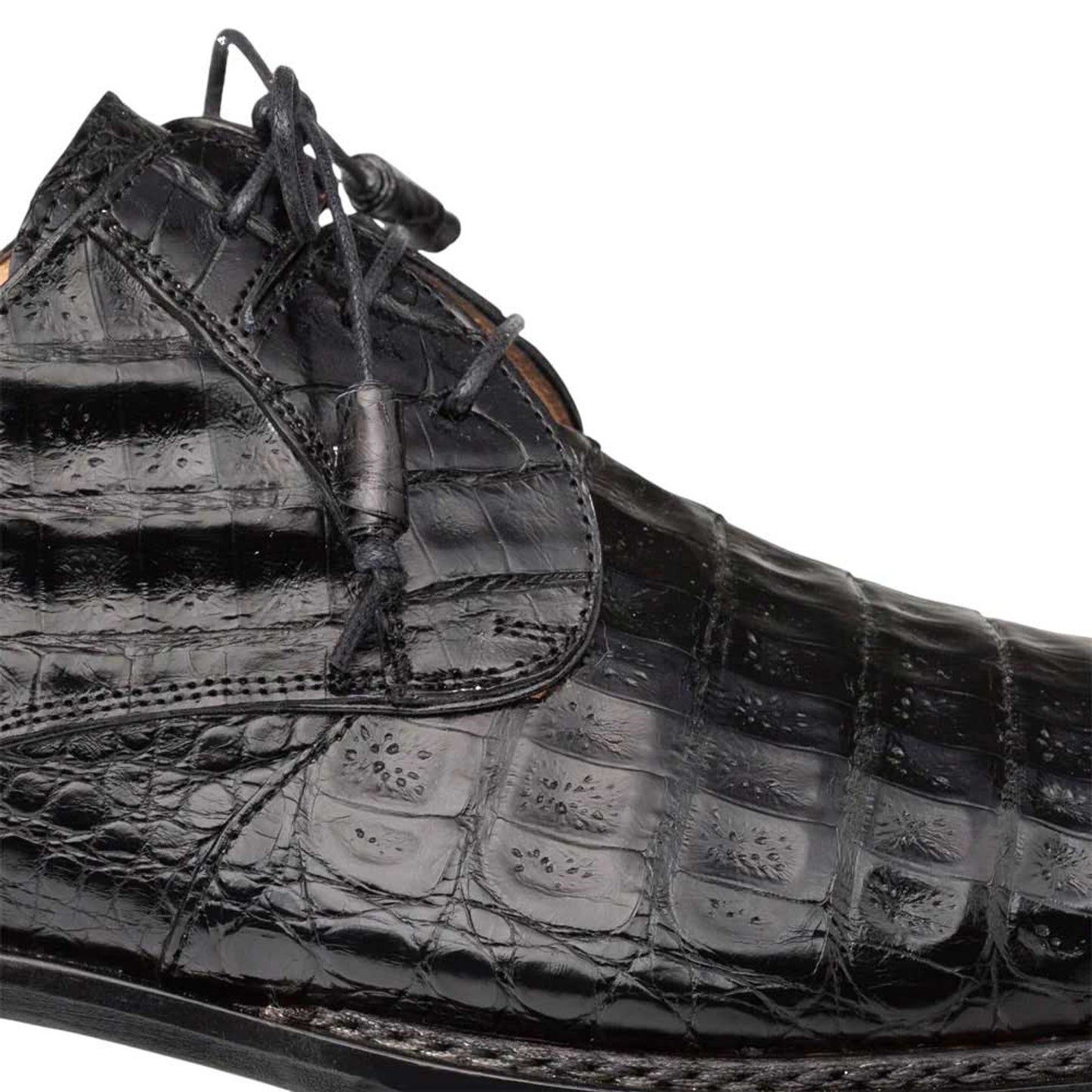 Men's Cratos Genuine Crocodile Black Derby Shoes By Mezlan Made In Spain Brand