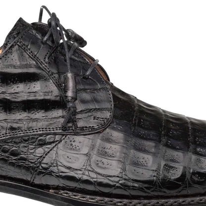 Men's Cratos Genuine Crocodile Black Derby Shoes By Mezlan Made In Spain Brand