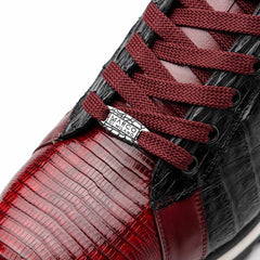 Marco Di Milano Portici Men's Shoes Wine & Black Exotic Lizard / Crocodile Casual Sneakers