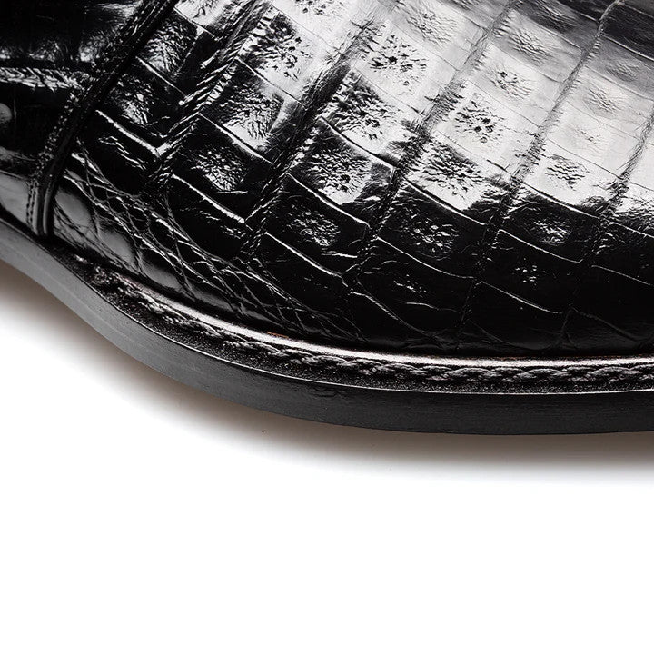 Gigolo Crocodile Monk Strap Black By Mezlan Made In Spain Brand 3   - from alligatorwarehouse.com
