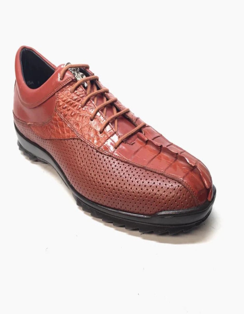 Los Altos Perforated Crocodile Tail Sneakers