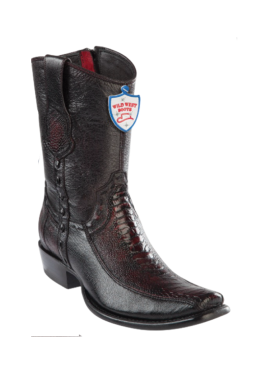 Wild West Botas de Pata de Avestruz Horma Dubai Toe Blackcherry