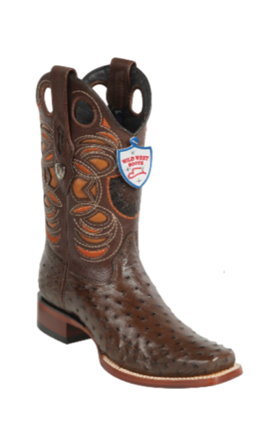 Wild West Botas de Avestruz Horma Rodeo Brown 1   - from alligatorwarehouse.com