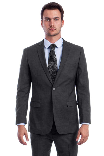 Men's Two Button Modern Fit Linen Look Summer Suit in Dark Grey 1   - from alligatorwarehouse.com