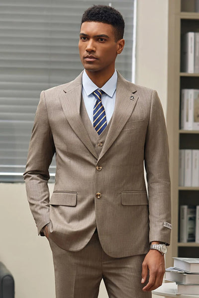 Tan Suits For Wedding - Tan Groomsmen Suits - Tan Single Breasted Tuxedo 2   - from alligatorwarehouse.com