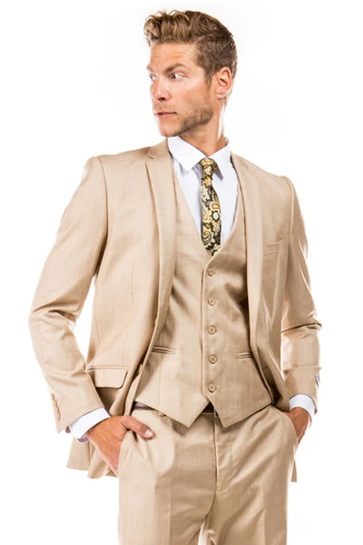 Tan Suits For Wedding - Tan Groomsmen Suits - Tan Slim Notch Lapel Tuxedo 1   - from alligatorwarehouse.com