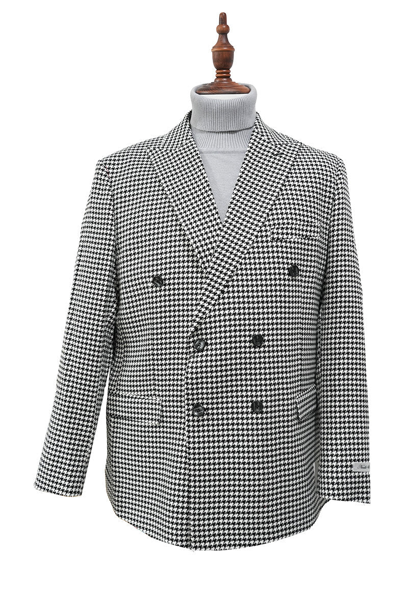 Black Houndstooth Hybrid Fit Double Breasted Jacket 1   - from alligatorwarehouse.com