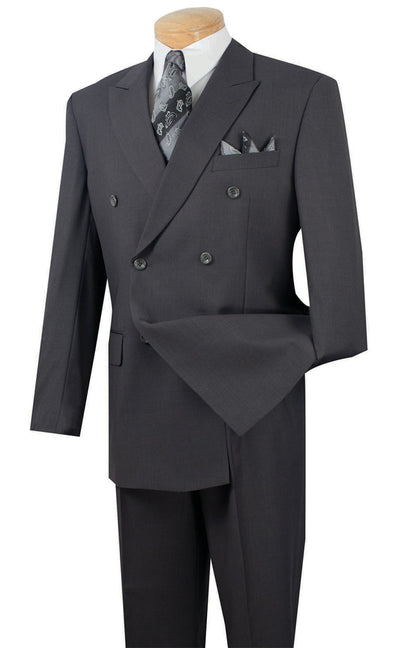 Ramses Collection - Double Breasted 2 Piece Suit Regular Fit in Dark Heather Gray 1 SO1DC900-1_HEATHERGRAY_40R  - from alligatorwarehouse.com