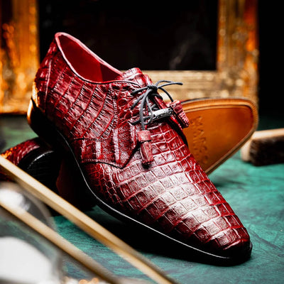 Marco Di Milano Lacio Men's Shoes Wine Exotic Crocodile Derby Oxfords 6 LACIO_CAIMAN FUSCUS_WINE_8.5  - from alligatorwarehouse.com