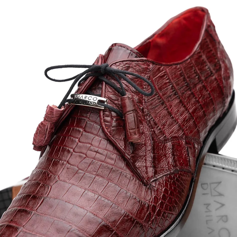 Marco Di Milano Lacio Men's Shoes Wine Exotic Crocodile Derby Oxfords