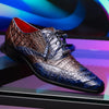 Marco Di Milano Luciano Men's Shoes Exotic Crocodile Classic Wingtip Dress Derby Oxfords 9 LUCIANO_CAIMAN FUSCUS_NAVY-BROWN_8  - from alligatorwarehouse.com