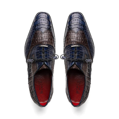 Marco Di Milano Luciano Men's Shoes Exotic Crocodile Classic Wingtip Dress Derby Oxfords 3 LUCIANO_CAIMAN FUSCUS_NAVY-BROWN_8  - from alligatorwarehouse.com