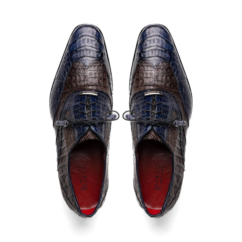 Marco Di Milano Luciano Men's Shoes Exotic Crocodile Classic Wingtip Dress Derby Oxfords