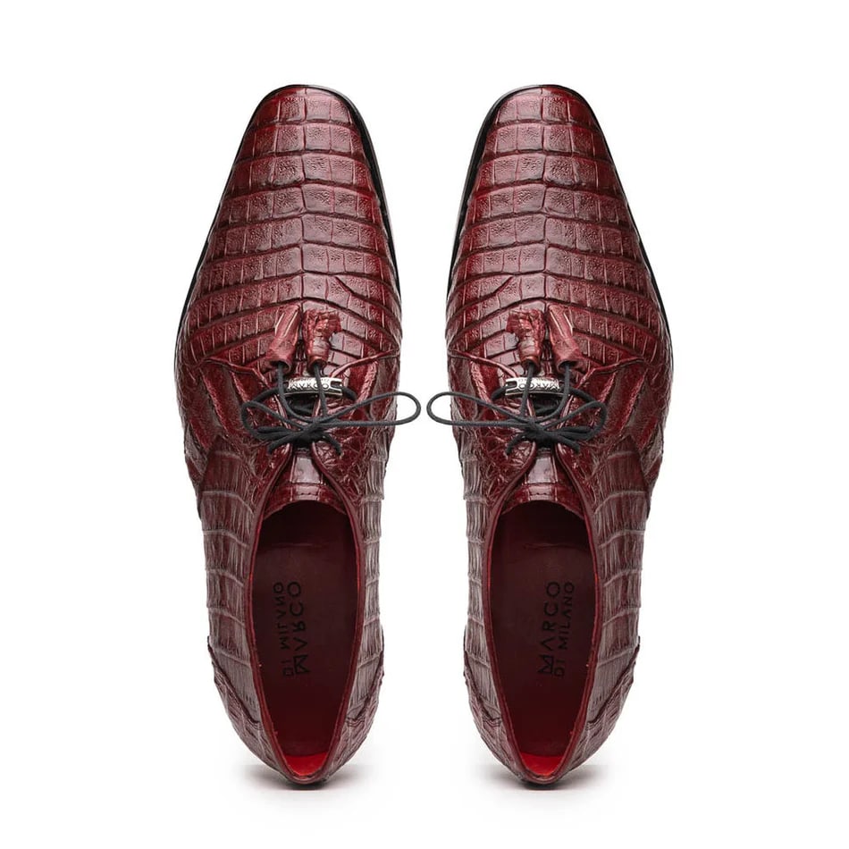 Marco Di Milano Lacio Men's Shoes Wine Exotic Crocodile Derby Oxfords