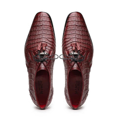 Marco Di Milano Lacio Men's Shoes Wine Exotic Crocodile Derby Oxfords