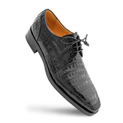 Golfo Plain Toe Crocodile Derby Black By Mezlan Made In Spain Brand 1   - from alligatorwarehouse.com