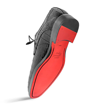 Golfo Plain Toe Crocodile Derby Black By Mezlan Made In Spain Brand