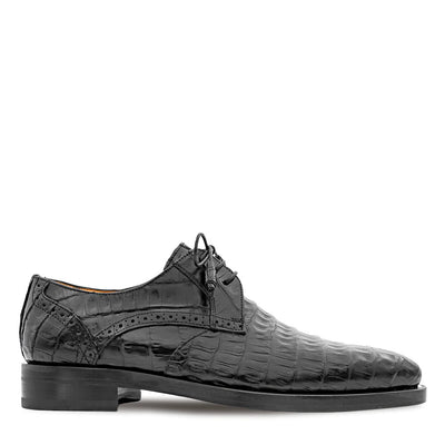 Golfo Plain Toe Crocodile Derby Black By Mezlan Made In Spain Brand 3   - from alligatorwarehouse.com