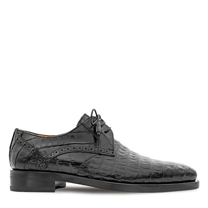 Golfo Plain Toe Crocodile Derby Black By Mezlan Made In Spain Brand