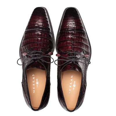 Giovane Crocodile Derby  Burgundy By Mezlan Made In Spain Brand 4   - from alligatorwarehouse.com