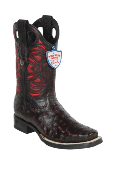 Wild West Botas de Avestruz Horma Rodeo Black Cherry 1   - from alligatorwarehouse.com