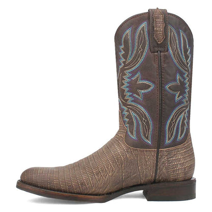 Dingo Cement Lizard Print Snip Toe Leather Boots