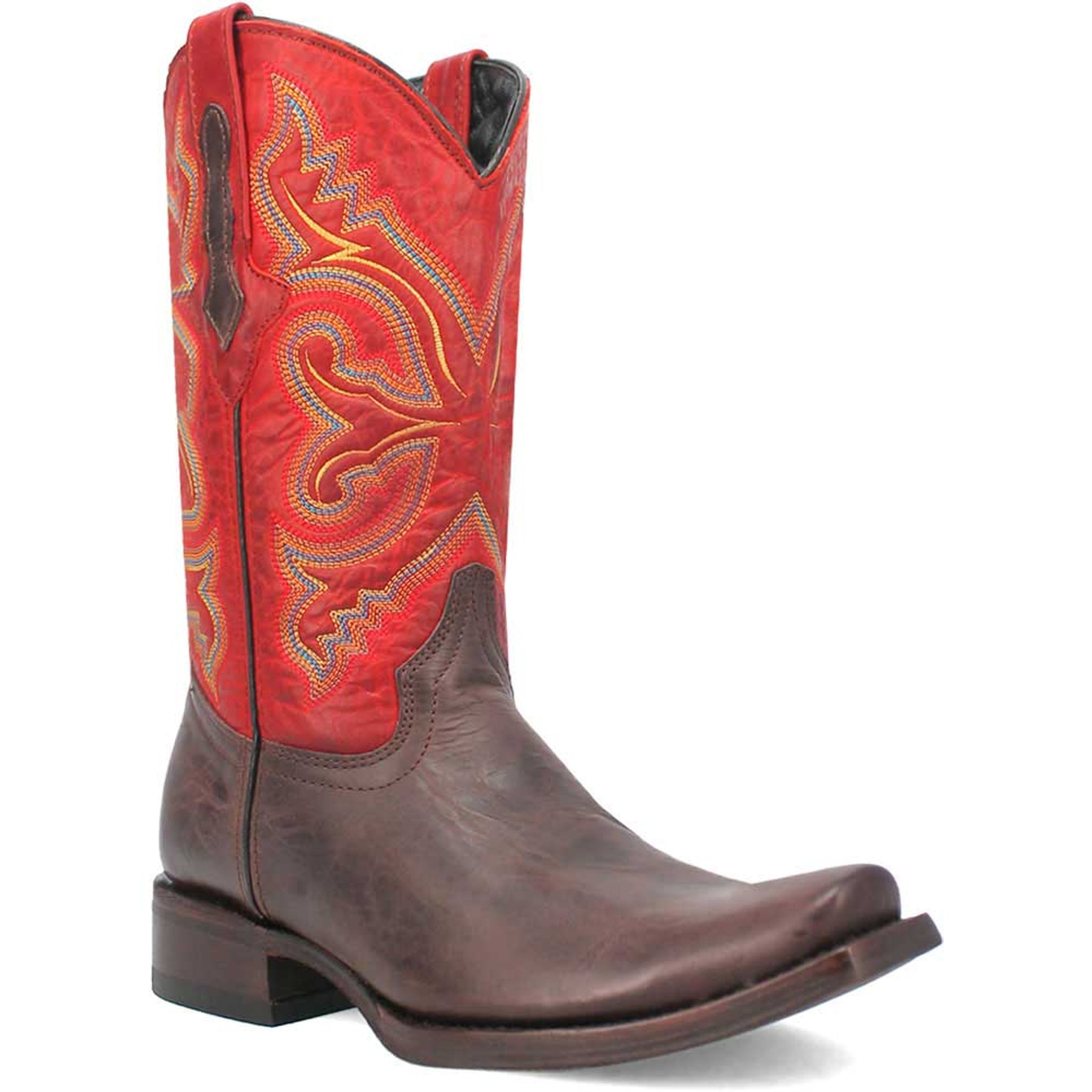 Dingo Brown and Red Snoot Toe Leather Western Boots 1 DI141_6_D  - from alligatorwarehouse.com