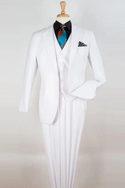 White Wedding Suit For Men - Perfect For Groom - Mens Two Button Classic Fit Vested Suit In White 1   - from alligatorwarehouse.com