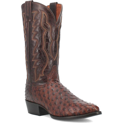 Dan Post Men’s Pershing Brown Full Quill Genuine Ostrich 13” Round Toe Cowboy Boot 1 DP3016_8_D  - from alligatorwarehouse.com