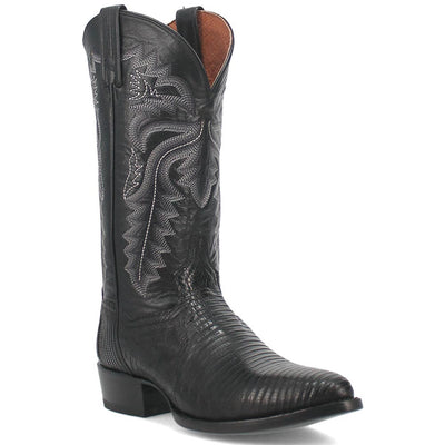 Dan Post Men’s Winston Black Genuine Lizard Skin Round Toe Cowboy Western Boot 1 DP3050R_8_D  - from alligatorwarehouse.com