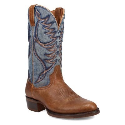 Dan Post Bullock Tan/ Denim Medium Toe Cowboy Boots 7 DP3315_8_D  - from alligatorwarehouse.com