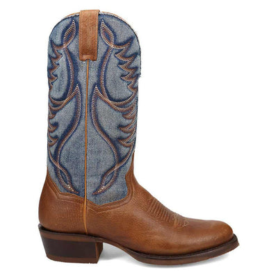 Dan Post Bullock Tan/ Denim Medium Toe Cowboy Boots 3 DP3315_8_D  - from alligatorwarehouse.com