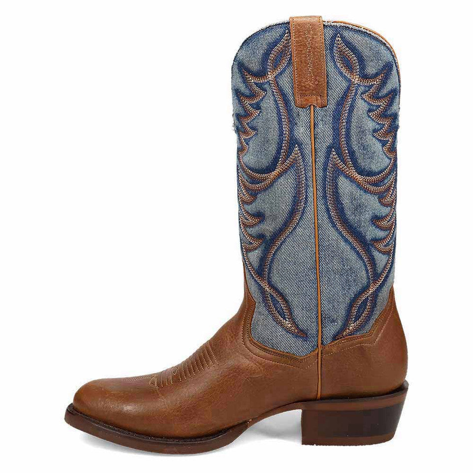 Dan Post Bullock Tan/ Denim Medium Toe Cowboy Boots 4 DP3315_8_D  - from alligatorwarehouse.com