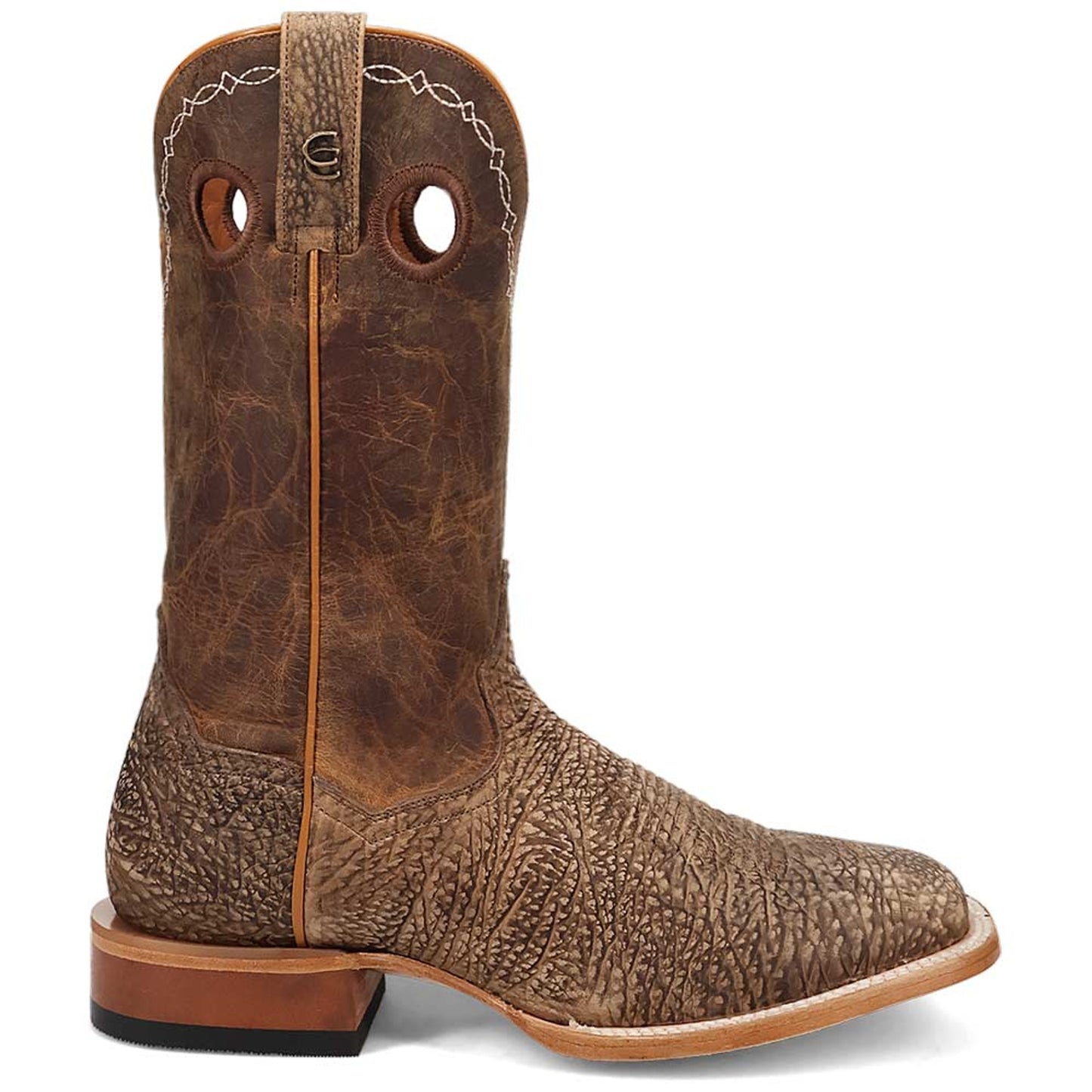 Dan Post Murray Men's Brown Bison Leather Square Toe Rugged Western Cowboy Boots