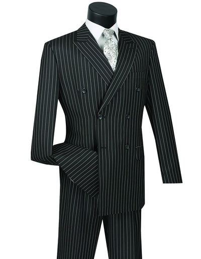 Mens Double Breasted Gangster Pinstripe Suit in Black 1 RG-5398  - from alligatorwarehouse.com