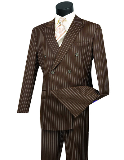 Mens Double Breasted Gangster Pinstripe Suit in Brown 1 15-1309  - from alligatorwarehouse.com