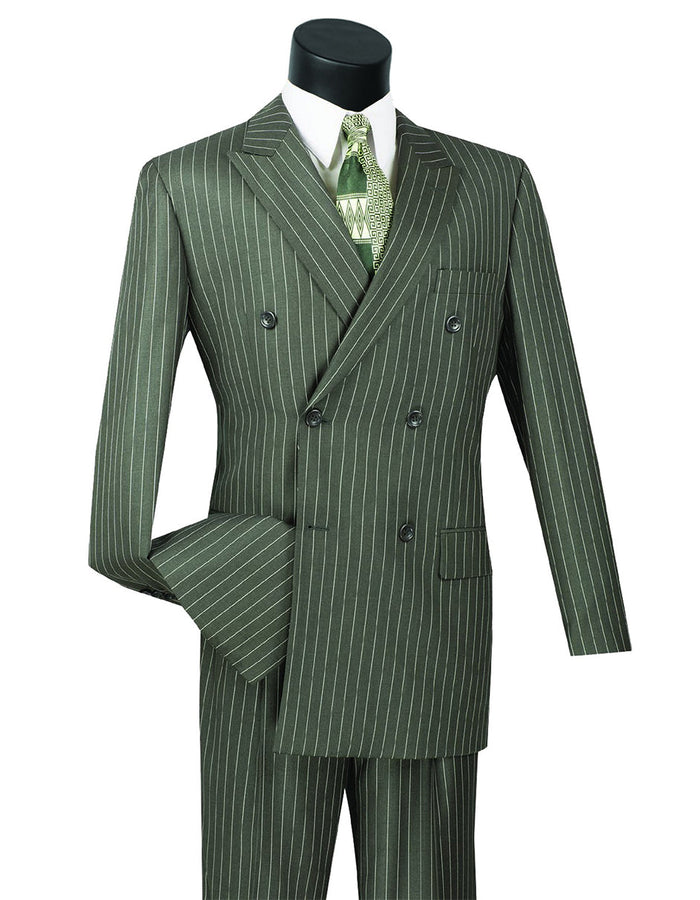 Men’s Charcoal Grey Double Breasted Gangster Pinstripe Suit with Matching Pants