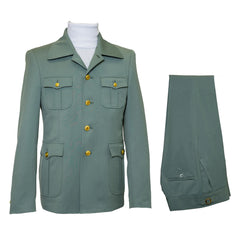 Seersucker Suit Peak Lapel Suit in Color "Mint Green " - Summer Fabric Tone on Tone Shadow Stripe By Rossiman