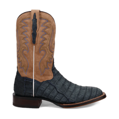 Dan Post Men's Leon Denim & Tan Caiman Square Toe Western Boots