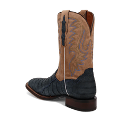 Dan Post Men's Leon Denim & Tan Caiman Square Toe Western Boots