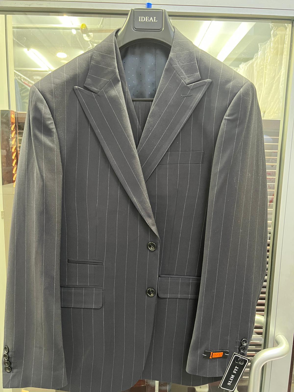 Pinstripe Blazer in Black Pinstripe Almost Dark Charcoal Grey Pinstripe Sport Coat - 1920s Pattern Sport Coat