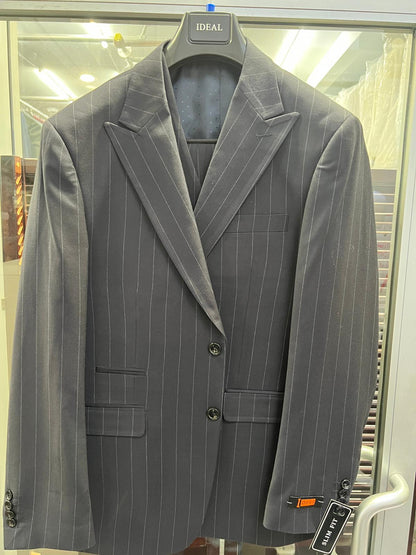 Pinstripe Blazer in Black Pinstripe Almost Dark Charcoal Grey Pinstripe Sport Coat - 1920s Pattern Sport Coat