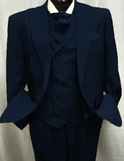 Dark Navy Double breasted Peak lapel Pleated Pants 1 34-Shrt-ExSml-JA2734  - from alligatorwarehouse.com