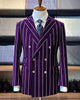 Dark Purple Pinstripe Suit - Gangster Suit - 1920's Suit - Double Breasted Suit