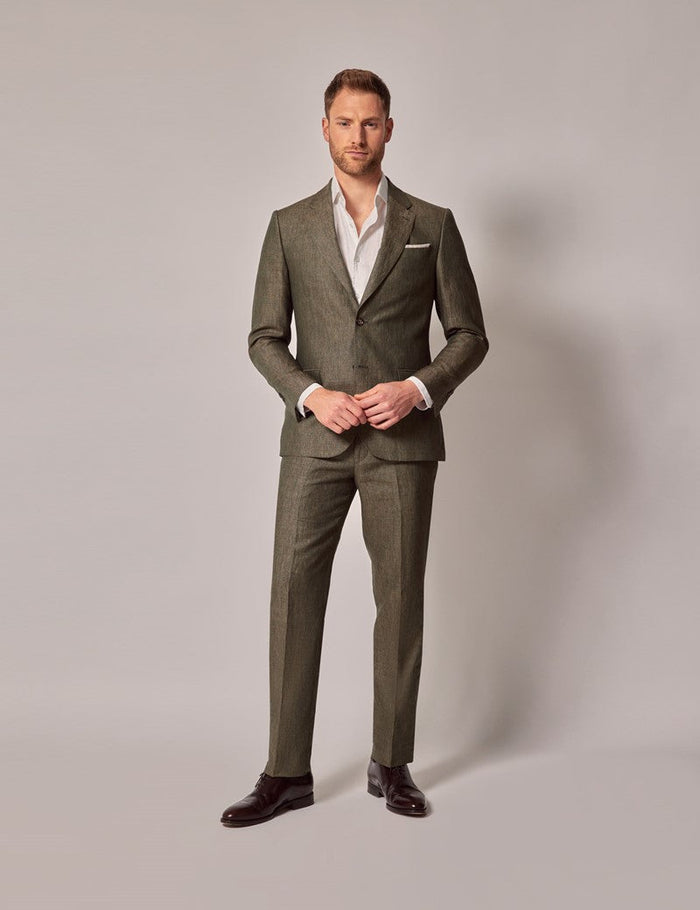 Mens Suit For Beach Wedding - Summer  Suit in Dark Green